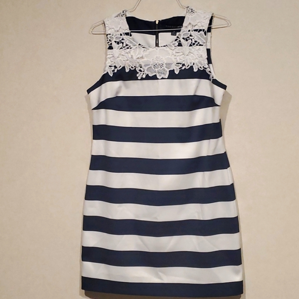 Striped navy and white dress.